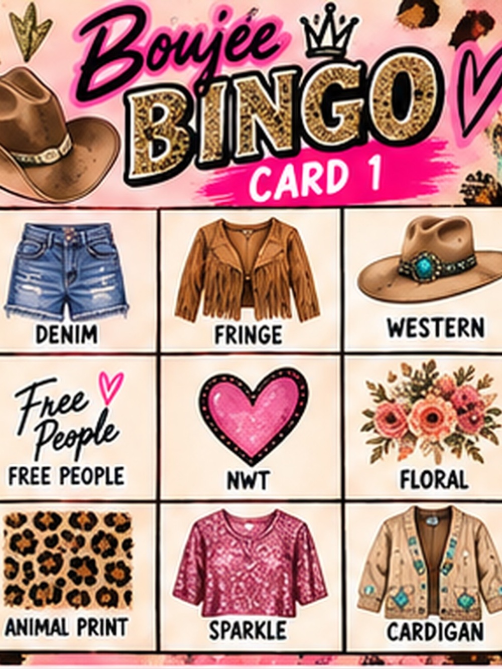 Boujee Bingo Game Card #1 | Posh Social Club